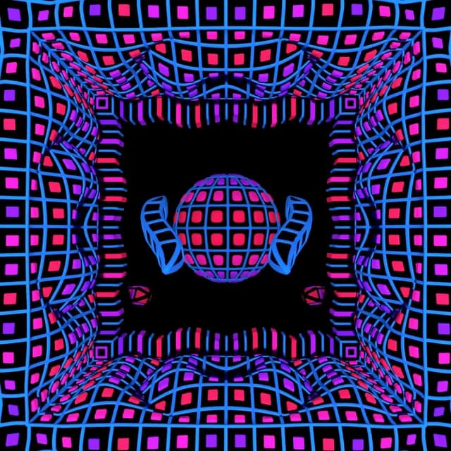 Neon Tunnel and Patterned Sphere